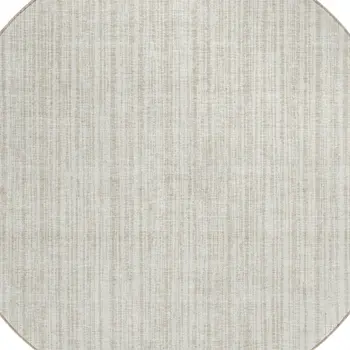 8' Ivory And Beige Round Striped Washable Indoor Outdoor Area Rug