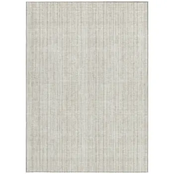 8' X 10' Ivory And Beige Striped Washable Indoor Outdoor Area Rug