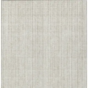 9' X 12' Ivory And Beige Striped Washable Indoor Outdoor Area Rug