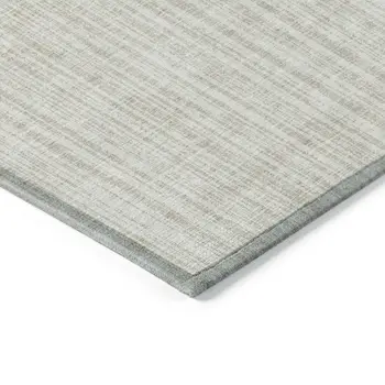 9' X 12' Ivory And Beige Striped Washable Indoor Outdoor Area Rug