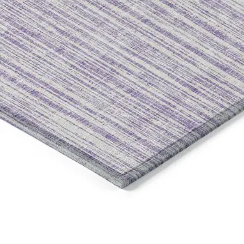 5' X 8' Lavender And Ivory Striped Washable Indoor Outdoor Area Rug