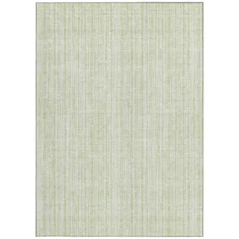 5' X 8' Mint Green And Ivory Striped Washable Indoor Outdoor Area Rug