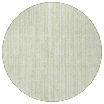8' Mint Green And Ivory Round Striped Washable Indoor Outdoor Area Rug