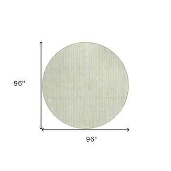 8' Mint Green And Ivory Round Striped Washable Indoor Outdoor Area Rug