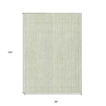8' X 10' Mint Green And Ivory Striped Washable Indoor Outdoor Area Rug