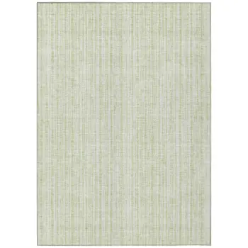 8' X 10' Mint Green And Ivory Striped Washable Indoor Outdoor Area Rug