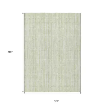 10' X 14' Mint Green And Ivory Striped Washable Indoor Outdoor Area Rug