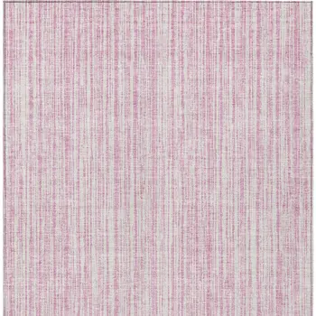 3' X 5' Pink And Ivory Striped Washable Indoor Outdoor Area Rug