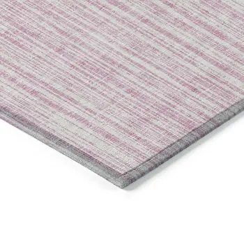 10' X 14' Pink And Ivory Striped Washable Indoor Outdoor Area Rug