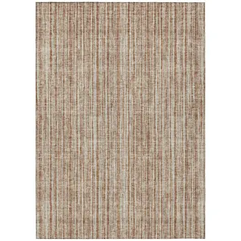 3' X 5' Orange And Beige Striped Washable Indoor Outdoor Area Rug