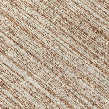 8' Orange And Beige Round Striped Washable Indoor Outdoor Area Rug