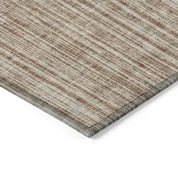8' X 10' Orange And Beige Striped Washable Indoor Outdoor Area Rug