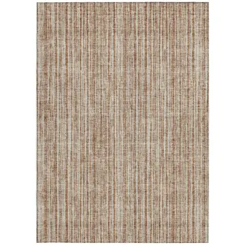 10' X 14' Orange And Beige Striped Washable Indoor Outdoor Area Rug