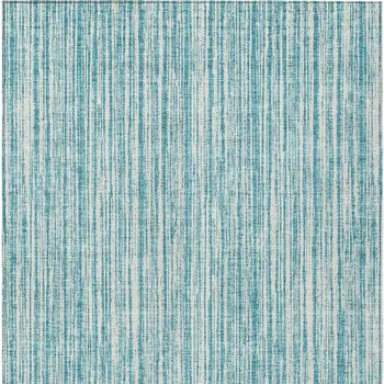 10' X 14' Teal Blue And Ivory Striped Washable Indoor Outdoor Area Rug