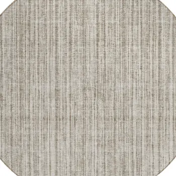 8' Taupe And Beige Round Striped Washable Indoor Outdoor Area Rug