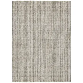8' X 10' Taupe And Beige Striped Washable Indoor Outdoor Area Rug