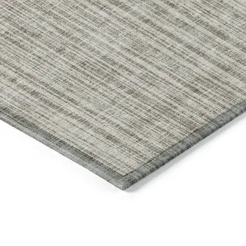 9' X 12' Taupe And Beige Striped Washable Indoor Outdoor Area Rug