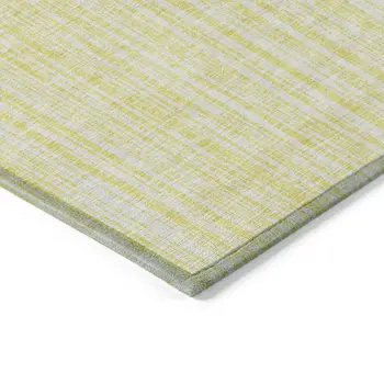 3' X 5' Yellow And Ivory Striped Washable Indoor Outdoor Area Rug