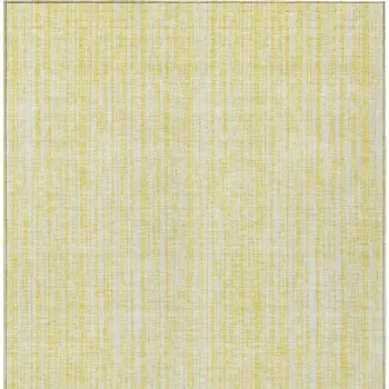 10' X 14' Yellow And Ivory Striped Washable Indoor Outdoor Area Rug