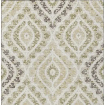 5' X 8' Beige Taupe And Ivory Floral Washable Indoor Outdoor Area Rug