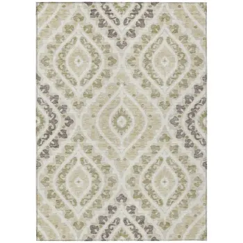 5' X 8' Beige Taupe And Ivory Floral Washable Indoor Outdoor Area Rug