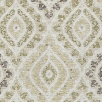 5' X 8' Beige Taupe And Ivory Floral Washable Indoor Outdoor Area Rug