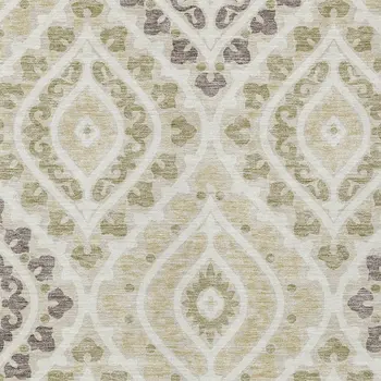 8' X 10' Beige Taupe And Ivory Floral Washable Indoor Outdoor Area Rug