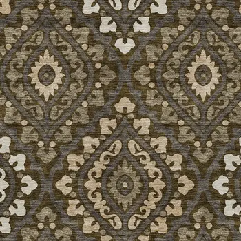 8' X 10' Brown Taupe And Gray Floral Washable Indoor Outdoor Area Rug