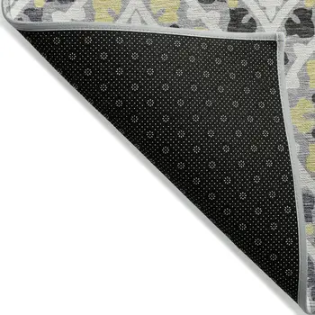 8' X 10' Gray Silver And Charcoal Floral Washable Indoor Outdoor Area Rug