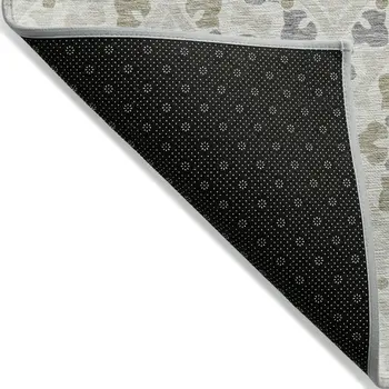 8' X 10' Ivory Beige And Gray Floral Washable Indoor Outdoor Area Rug