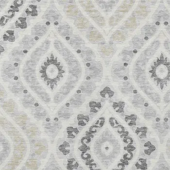3' X 5' Silver Gray And Ivory Floral Washable Indoor Outdoor Area Rug