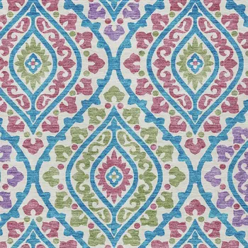5' X 8' White Artichoke Green And Purple Floral Washable Indoor Outdoor Area Rug