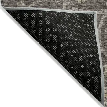 5' X 8' Brown Beige And Taupe Floral Washable Indoor Outdoor Area Rug