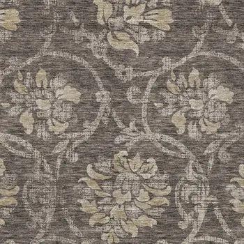 8' X 10' Brown Beige And Taupe Floral Washable Indoor Outdoor Area Rug