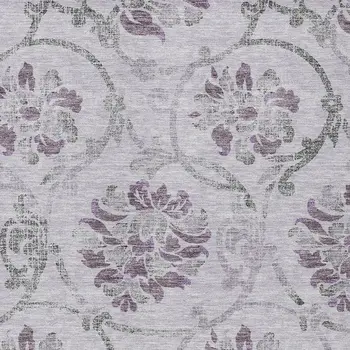 5' X 8' Lavender Purple And Gray Floral Washable Indoor Outdoor Area Rug