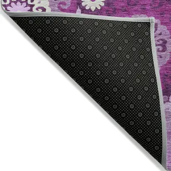 5' X 8' Eggplant And Mauve Floral Medallion Washable Indoor Outdoor Area Rug
