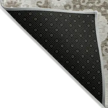 10' X 14' Taupe Beige And Brown Floral Medallion Washable Indoor Outdoor Area Rug