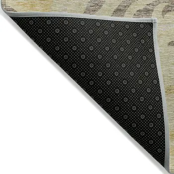 8' X 10' Gold Beige And Taupe Floral Washable Indoor Outdoor Area Rug