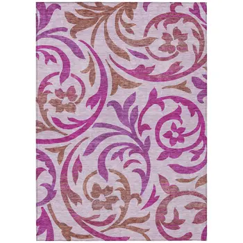 10' X 14' Lavender Blush And Purple Floral Washable Indoor Outdoor Area Rug
