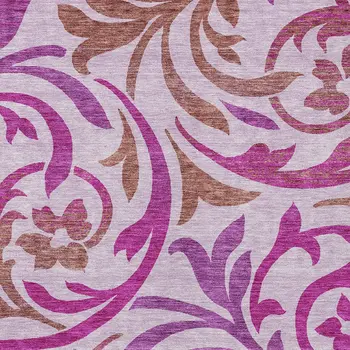 10' X 14' Lavender Blush And Purple Floral Washable Indoor Outdoor Area Rug
