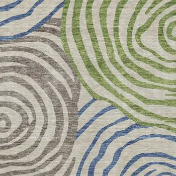 9' X 12' Beige Taupe And Green Abstract Washable Indoor Outdoor Area Rug