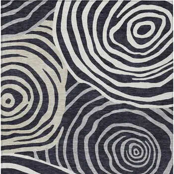 3' X 5' Black Charcoal And Gray Abstract Washable Indoor Outdoor Area Rug