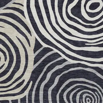 5' X 8' Black Charcoal And Gray Abstract Washable Indoor Outdoor Area Rug