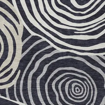 9' X 12' Black Charcoal And Gray Abstract Washable Indoor Outdoor Area Rug