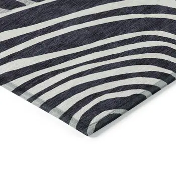 10' X 14' Black Charcoal And Gray Abstract Washable Indoor Outdoor Area Rug