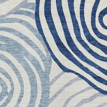 5' X 8' Ivory And Navy Blue Abstract Washable Indoor Outdoor Area Rug