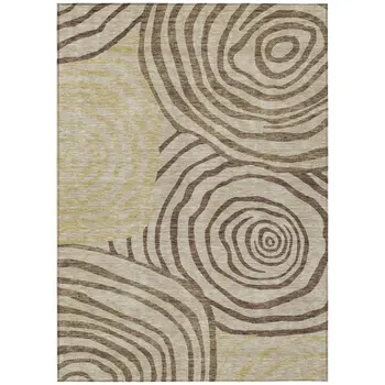 9' X 12' Brown Taupe And Beige Abstract Washable Indoor Outdoor Area Rug