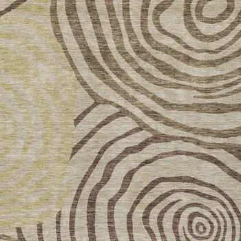 9' X 12' Brown Taupe And Beige Abstract Washable Indoor Outdoor Area Rug