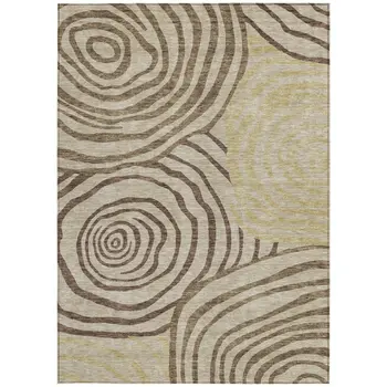 10' X 14' Brown Taupe And Beige Abstract Washable Indoor Outdoor Area Rug