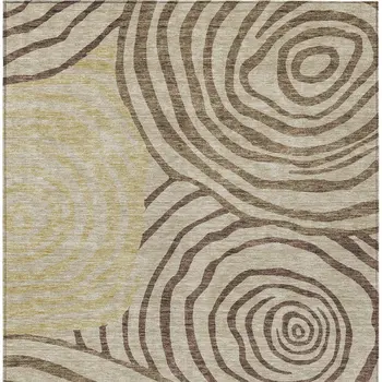 10' X 14' Brown Taupe And Beige Abstract Washable Indoor Outdoor Area Rug